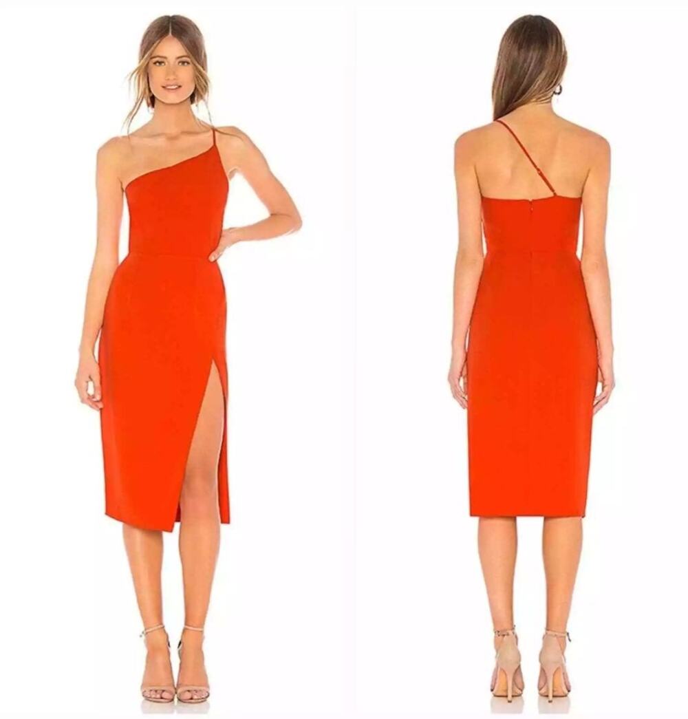 Lovers & Friends Lazo One Shoulder Midi Dress Size Small 2-4 in Blood Orange